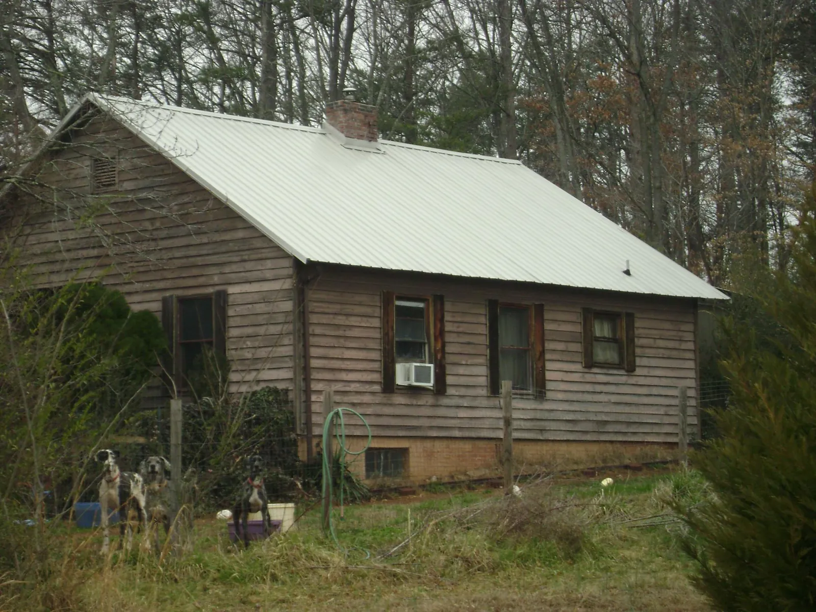 White metal roof on an old wood sided farmhouse, from a Metal Roof Installation job in Lydia